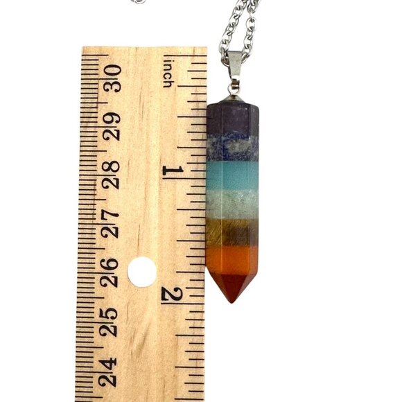 7 Chakra Stone Bullet Point Necklace NWT - Picture 8 of 10